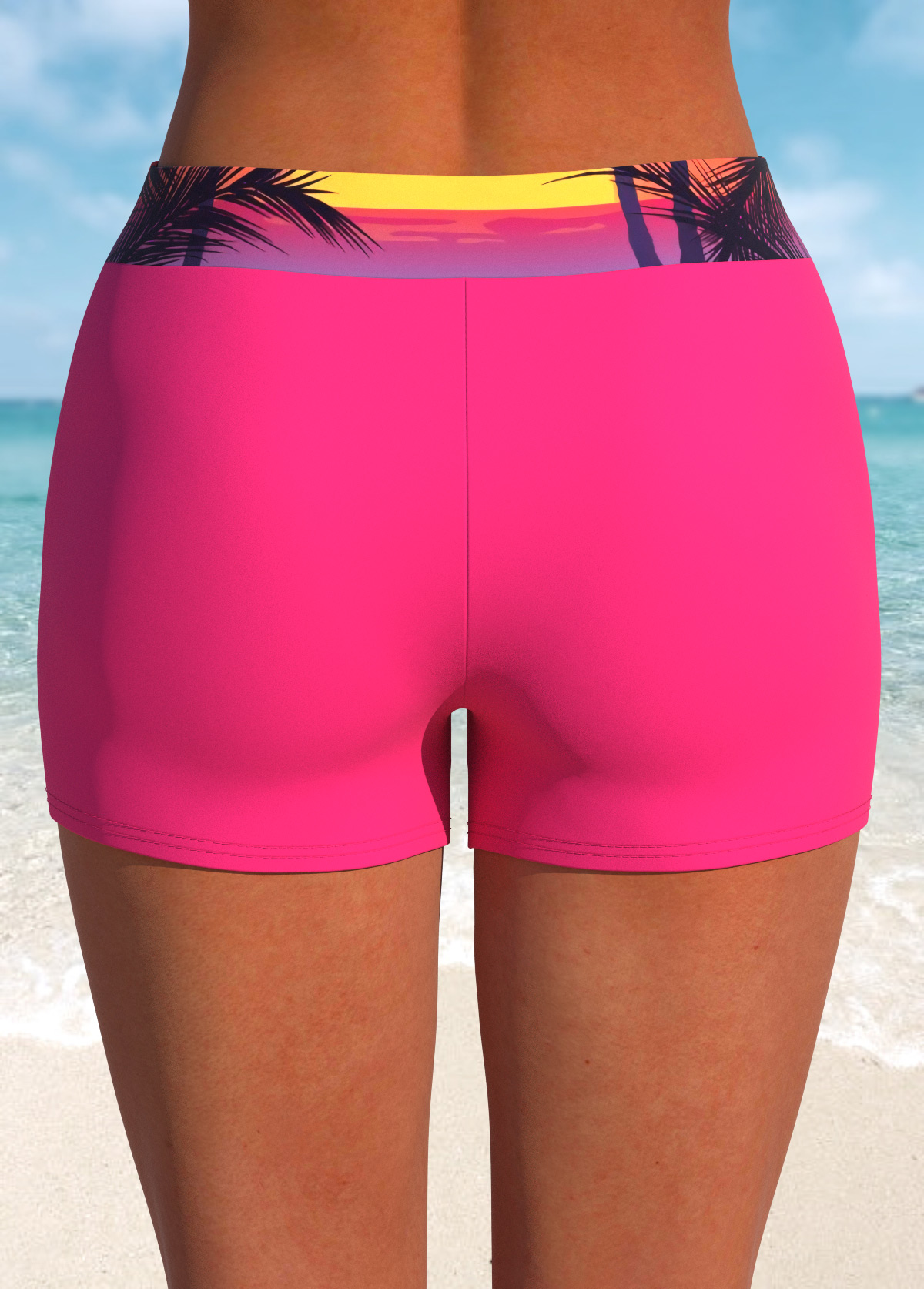 Hot Pink swimwear,Plants swimwear,ROTITA Hot Pink Tropical Plants Print Tankini Top