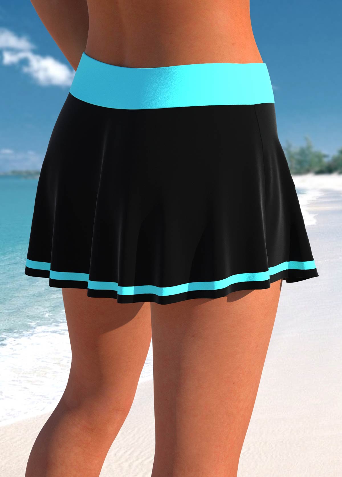 Cyan swimwear,Black swimwear,Dot swimwear,Ombre swimwear,ROTITA Drawstring Cyan Polka Dot Tankini Top