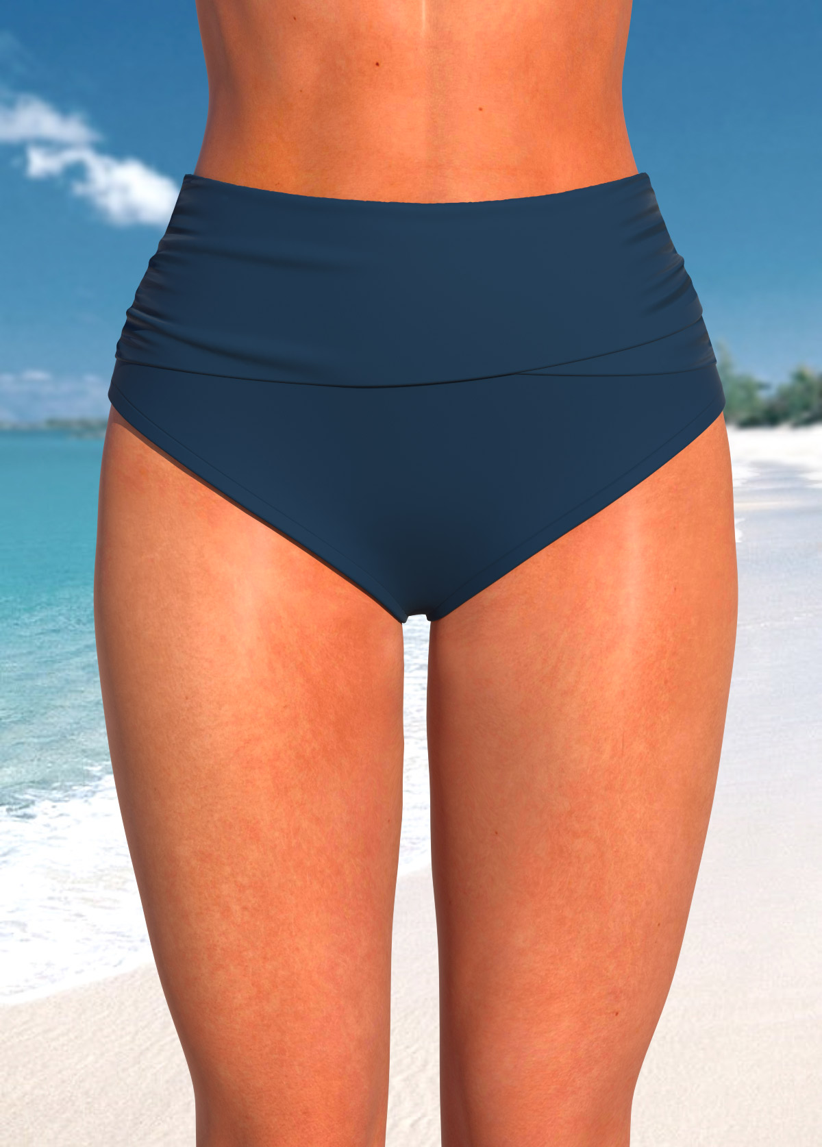 Rotita Pfauenblaues Bikiniunterteil mit hoher Taille