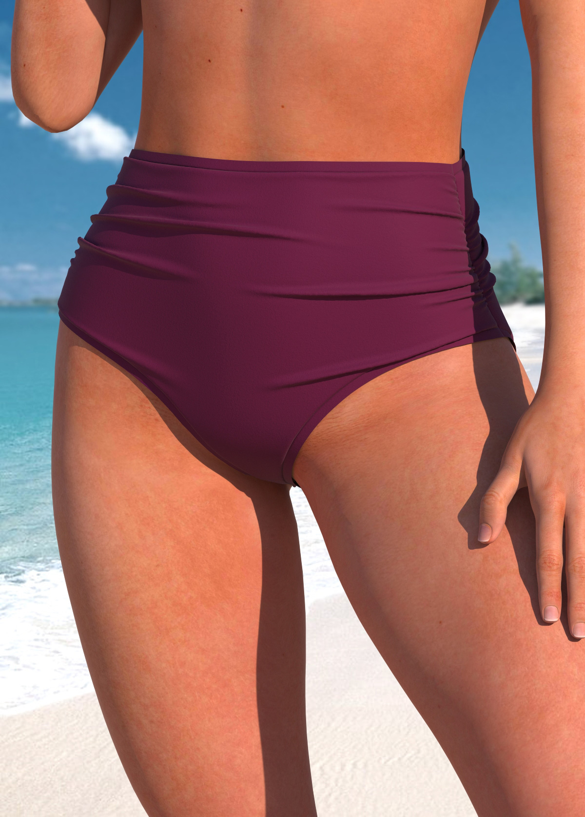 Dark Reddish Purple swimwear,Plain Color swimwear,ROTITA Dark Reddish Purple Criss Cross Bikini Top