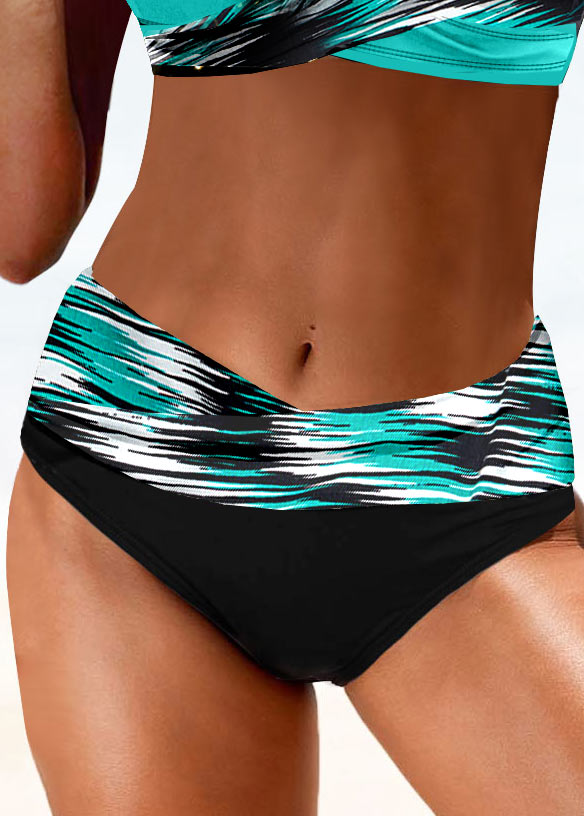 ROTITA Black Dazzle Colorful Print Mid Waisted Bikini Bottom