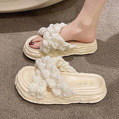 White accessories,Plain Color accessories,White Low Heel Open Toe Sliders
