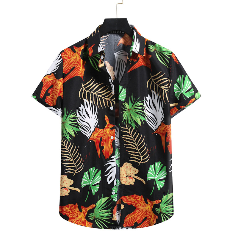 Chemisier noir à col chemise et imprimé floral léger