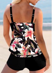 Multi Color swimwear,Floral swimwear,Plants swimwear,ROTITA Cutout Multi Color Wide Strap Floral Print Tankini Top
