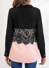 Pink plus size,Black plus size,Plain Color plus size,ROTITA Plus Size Shirt Collar Long Sleeve Blouse