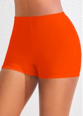 Orange swimwear,Plain Color swimwear,ROTITA Orange Stretchy Mid Waisted Swimwear Shorts