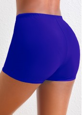 Royal Blue swimwear,Plain Color swimwear,ROTITA Blue Stretchy Mid Waisted Swimwear Shorts