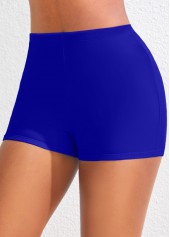 Royal Blue swimwear,Plain Color swimwear,ROTITA Blue Stretchy Mid Waisted Swimwear Shorts