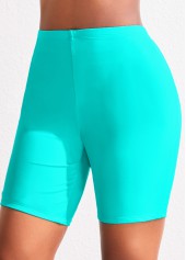 Cyan plus size,Plain Color plus size,ROTITA Plus Size High Waisted Cyan Swim Shorts