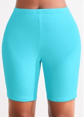 ROTITA Plus Size High Waisted Neon Blue Swim Shorts