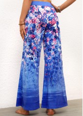 Blue bottoms,Ditsy Floral bottoms,Ditsy Floral Print Blue Elastic Waist Pants