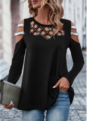 Hot Drilling Black Round Neck T Shirt