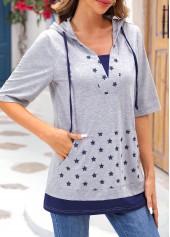 Light Grey Marl tops,Galaxy tops,ROTITA Star Print Light Grey Marl T Shirt