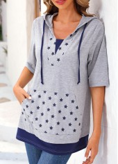 Light Grey Marl tops,Galaxy tops,ROTITA Star Print Light Grey Marl T Shirt