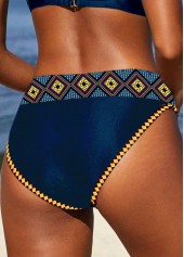 Peacock Blue swimwear,Tribal swimwear,Geometric swimwear,Striped swimwear,ROTITA Peacock Blue Tribal Print Mid Waisted Bikini Bottom