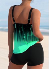 Green swimwear,Ombre swimwear,Dot swimwear,Geometric swimwear,ROTITA Green Double Straps Ombre Tankini Top