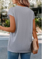 Light Grey Marl tops,Floral tops,Plants tops,Floral Print Light Grey Marl T Shirt