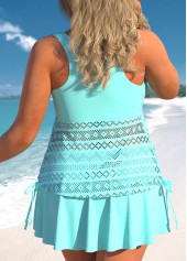 Cyan plus size,Plain Color plus size,ROTITA Plus Size Layered Cyan Tankini Top