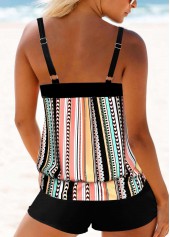 Multi Color plus size,Striped plus size,Dot plus size,Geometric plus size,ROTITA Plus Size Multi Stripe Print Tankini Top
