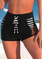 Black swimwear,Striped swimwear,ROTITA Black Striped High Waisted Swim Shorts