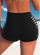 Black swimwear,Striped swimwear,ROTITA Black Striped High Waisted Swim Shorts