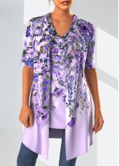 Rotita - Ensemble deux pièces cardigan et débardeur à imprimé floral