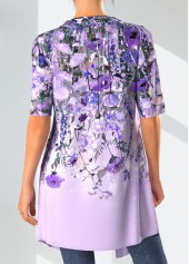 Light Purple tops,Floral tops,Plants tops,ROTITA Two Piece Floral Print Cardigan and Tank Top