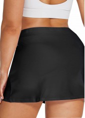 Black plus size,Plain Color plus size,ROTITA Plus Size Mid Waisted Black Pantskirt