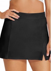 Black plus size,Plain Color plus size,ROTITA Plus Size Mid Waisted Black Pantskirt