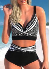 Criss Cross Black Polka Dot Bikini Set