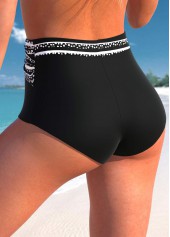 Black swimwear,Dot swimwear,Striped swimwear,ROTITA Black Polka Dot High Waisted Bikini Bottom