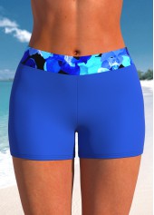 Blue swimwear,Floral swimwear,Plants swimwear,ROTITA Blue Double Straps Floral Print Swimdress Top