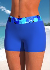 Blue swimwear,Floral swimwear,Plants swimwear,ROTITA Blue Double Straps Floral Print Swimdress Top