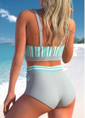 Light Grey swimwear,Light Blue swimwear,Striped swimwear,Geometric swimwear,ROTITA Criss Cross Light Grey Bikini Top