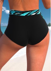Black swimwear,Striped swimwear,Geometric swimwear,ROTITA Black Striped High Waisted Bikini Bottom