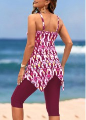 Dark Reddish Purple swimwear,Other swimwear,Handkerchief Hem Dark Reddish Purple High Waisted Tankini Set
