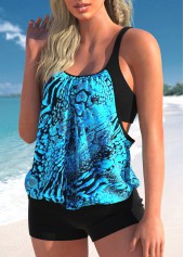 ROTITA Fake 2in1 Black Animal Print Tankini Top-No Bottom
