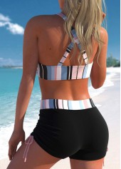 Multi Color swimwear,Striped swimwear,Geometric swimwear,ROTITA Criss Cross Multi Color Bikini Top