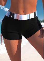 ROTITA Black Multi Stripe Print Mid Waisted Swim Shorts