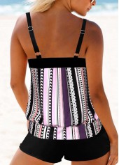Light Pink swimwear,Striped swimwear,Geometric swimwear,Dot swimwear,ROTITA Light Pink Multi Stripe Print Tankini Top