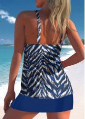 Blue swimwear,Animal Print swimwear,ROTITA Criss Cross Blue Animal Print Tankini Top