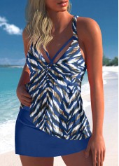 Blue swimwear,Animal Print swimwear,ROTITA Criss Cross Blue Animal Print Tankini Top