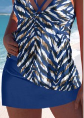 Blue swimwear,Animal Print swimwear,ROTITA Criss Cross Blue Animal Print Tankini Top