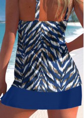 Blue swimwear,Animal Print swimwear,ROTITA Criss Cross Blue Animal Print Tankini Top