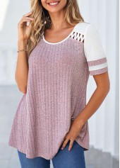 Rotita-T-Shirt mit Rundhalsausschnitt in Lila mit Cut-Outs