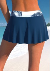 Navy swimwear,White swimwear,Plants swimwear,ROTITA Fake 2in1 Navy Tropical Plants Print Tankini Top