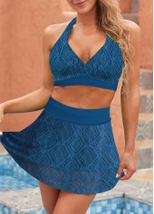 Navy swimwear,Plain Color swimwear,ROTITA Tie Back Lace Navy Bikini Top