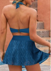 Navy swimwear,Plain Color swimwear,ROTITA Tie Back Lace Navy Bikini Top