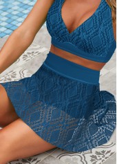 Navy swimwear,Plain Color swimwear,ROTITA Tie Back Lace Navy Bikini Top