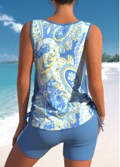 Dusty Blue swimwear,Paisley swimwear,Tribal swimwear,ROTITA Criss Cross Dusty Blue Paisley Print Tankini Top